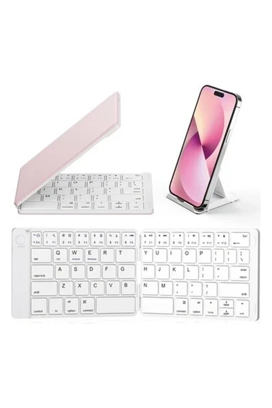 Samsers Katlanabilir Bluetooth Klavye (Stand Tutuculu) Pembe Bt x 1 ürün görseli 1