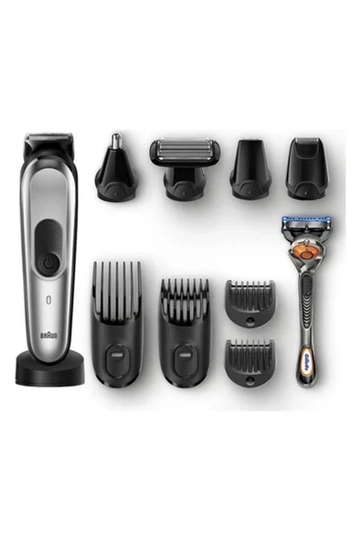 Braun MGK 7020 Erkek Bakım Kiti AutoSense Teknoloji Çelik Başlık Gümüş&Siyah Kablosuz Islak&Kuru 10in1 Şekillendirici + Gillette Hediye ürün görseli 1