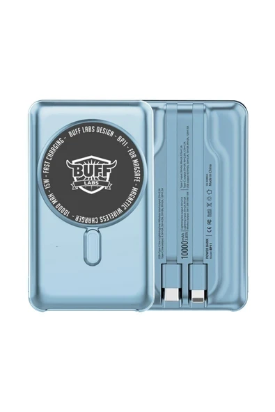 Buff BP11 10000MAH Magsafe Uyumlu Dahili Kablolu Powerbank Blue ürün görseli 1