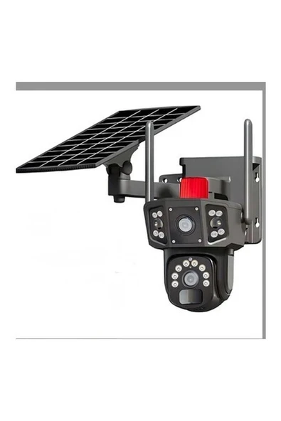 4K, Solar Panelli Kamera,  Çift Lens, 10X Zoom, SIM Kart Destekli, IP Kamera, Kablosuz 4G Güneş Enerjili Kamera ürün görseli 1