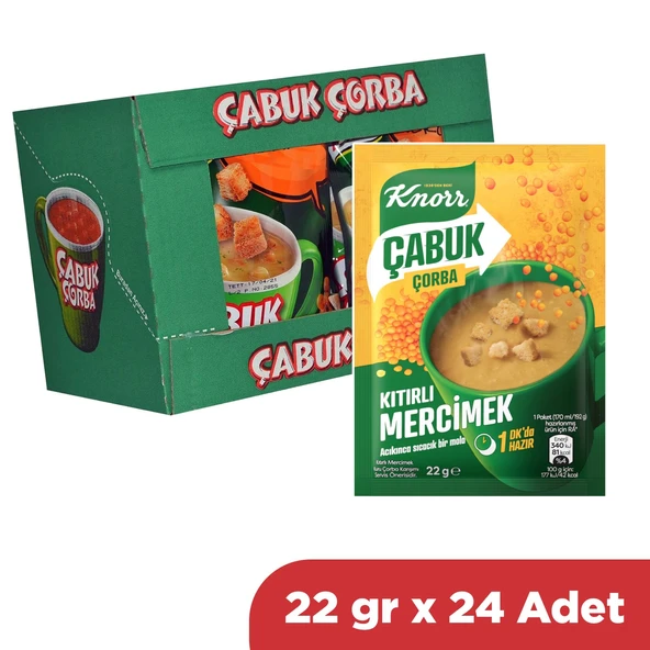 Knorr Çabuk Çorba Kıtırlı Mercimek 22 gr x 24 Adet ürün görseli 1