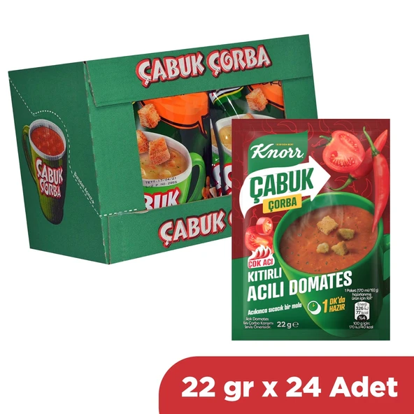 Knorr Çabuk Çorba Kıtırlı Acılı Domates 22 gr x 24 Adet ürün görseli 1