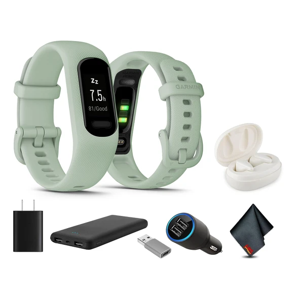 Garmin vívosmart 5, Fitness Tracker, Long-Lasting Battery, Basit Tasarım, Cool Mint Sche with USB Wall Şarj + More ürün görseli 1