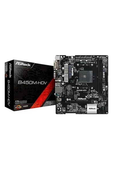 Asrock B450M-HDV AMDB450 3200MHz DDR4 Soket AM4 ATX Anakart  (ASRB450M-HDV) ürün görseli 1