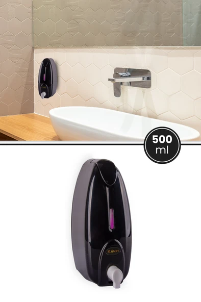 Flosoft F160S Pratik Kapaklı Siyah Köpük Verici 500 ml, Duvara Monte Ekonomik Köpük Sabun Dispenseri ürün görseli 1