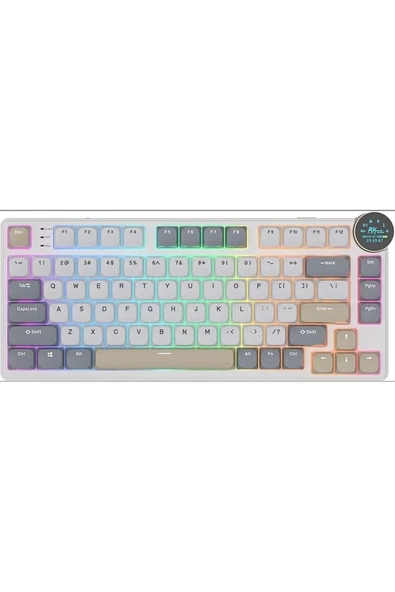 Royal Kludge N80 Low Profile Kablosuz Us Gaming Klavye (Beyaz-Gri) ürün görseli 1