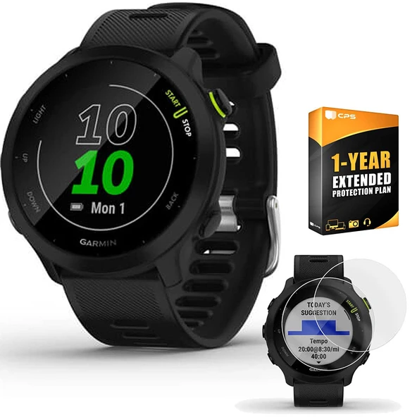 Garmin Forerunner 55 GPS Run Watch (Black) ile 2Pack Ekran Koruyucu Grafik ürün görseli 1