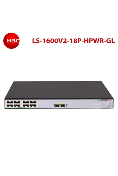 S1600V2-18P-HPWR, 16 Port, GigaBit, PoE 240W, L2, 2 Port GigaBit SFP, Web Yönetilebilir, Masaüst ürün görseli 1