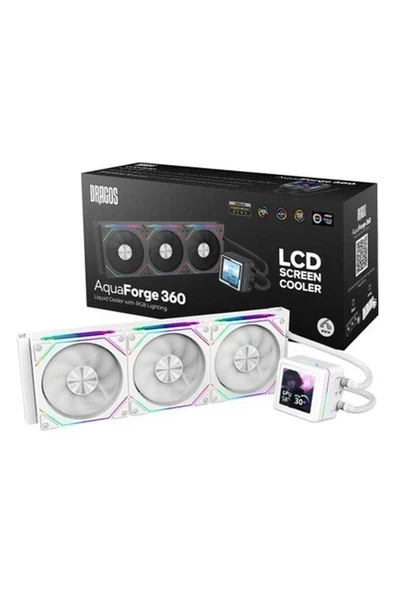 Dragos Aquaforge 360 Intel-Amd 360MM LCD Ekranlı Argb Beyaz Sıvı Soğutucu ürün görseli 1
