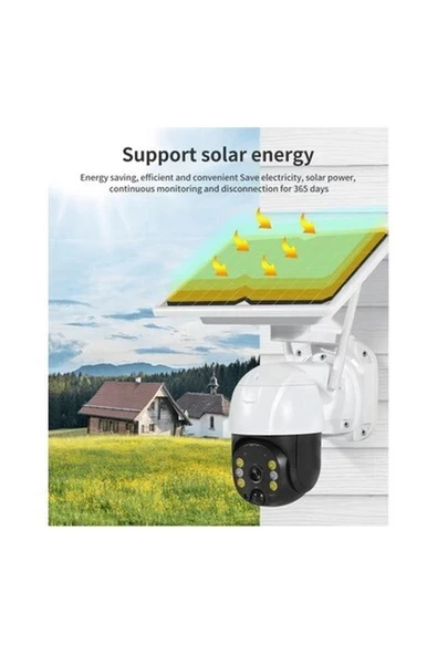 Lisinya Kablosuz Uygulamalı Gece Görüşlü Solar Güneş Enerjili Kamera Akıllı Dış Mekan Güvenlik Kamerası ( Lisinya ) ürün görseli 1