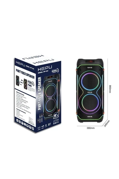 HP 102 Taşınabilir Şarjlı Bluetooth Hoparlör 80 Rms 2*10 İnc Woofer ürün görseli 1