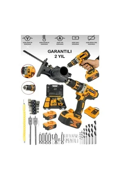 Tekno Trust 2'li Set 4890RP Bakır Sargı Darbeli Şarjlı Matkap Metal Şanzıman Vidalama Tilki Testere Aparat Mavi ürün görseli 1