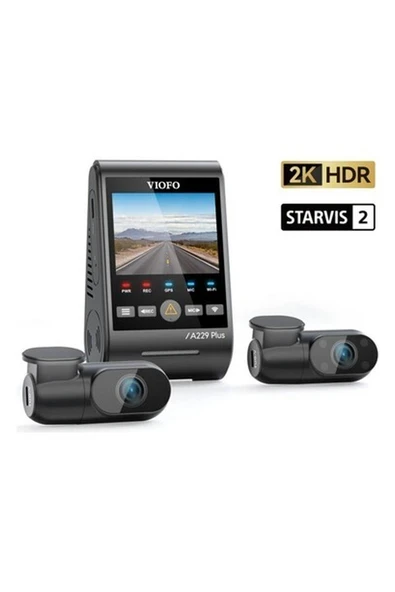 Viofo A229 Plus 3 Kameralı Ön-Iç-Arka 2K+2K+1080P Hdr Sony Starvis 2 Wifi Gps’li Araç Kamerası ürün görseli 1