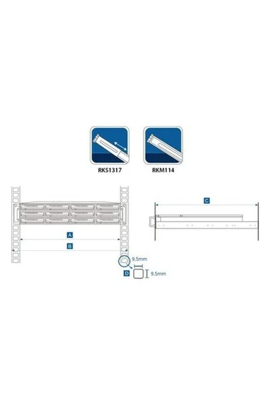 Synology Sliding Rail Kit For 1u,2u,3u Server RKS1317 ürün görseli 1