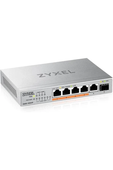 5-Port PoE 2.5G Multi-Gig Unmanaged Switch | 4x PoE++ (60W) ile @ 70W | 1x 10G SFP+ | Masaüstü vey ürün görseli 1