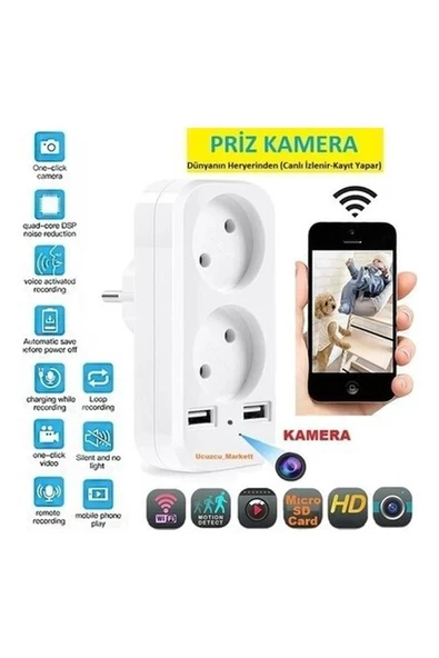 Priz Ev Güvenlik Kamerası (Dünyanın Heryerinden Canlı Izlenir+Kayıt Yapar) ürün görseli 1