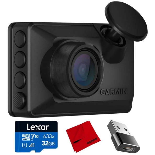 Garmin Dash Cam X110 Compact 1080p HD, 140 derecelik View Sche with Lexar 32GB MicroHC/mikroSDXC Card, Deco Gear Microfiber Temizlik Kumaş & Converter Adapt Type C Adaptör ürün görseli 1