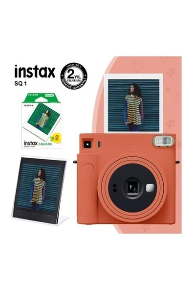 Fujifilm Instax Sq1 Terracotta Turuncu Fotoğraf Makinesi 20LI Kare Film ve Pleksi Çerçeve ürün görseli 1