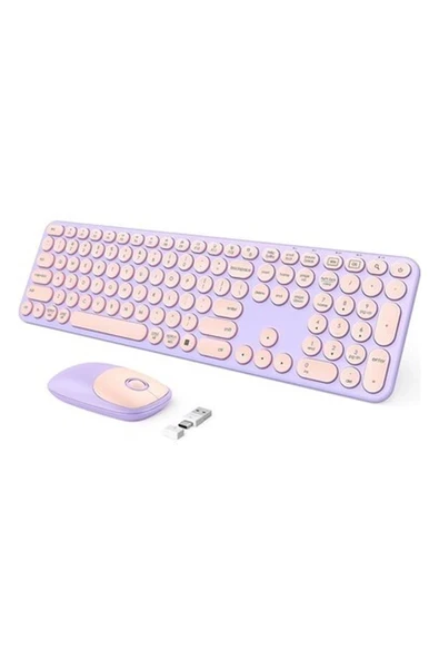 Seenda Kablosuz Klavye ve Mouse, USB ve Type-C - Pembe/mor ürün görseli 1