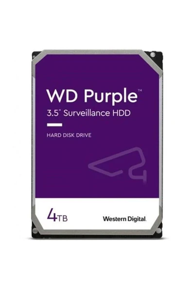 4 TB WD 3.5 PURPLE SATA3 5400RPM 64MB 7/24 GUVENLIK WD43PURZ (3 YIL RESMI DIST GARANTILI) ürün görseli 1