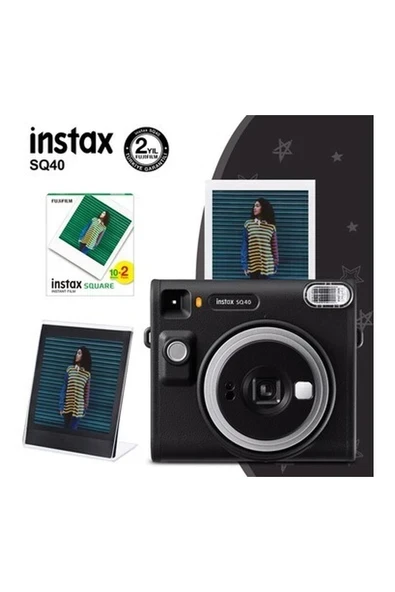 Instax SQ40 Siyah Fotoğraf Makinesi20'li Kare Film ve Pleksi Çerçeve ürün görseli 1