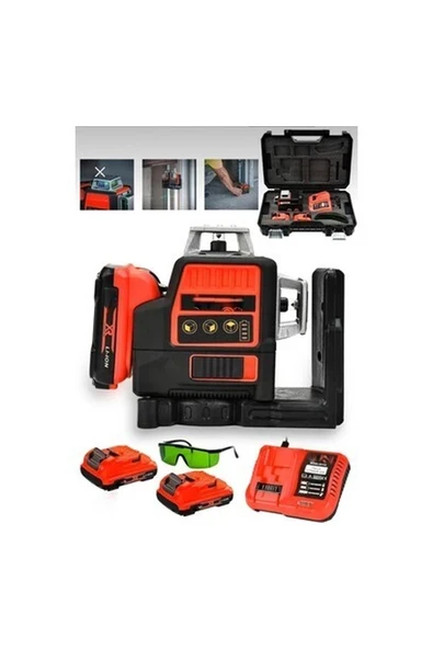 SCHUTZENGER 88VF Çift Akülü 12 Köşe 360° Otomatik Hizalamalı Lazer Metre Hizalama Yeşil Çizgili Lazer Hizalama ürün görseli 1