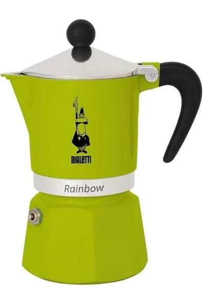 - Rainbow: 6 Cups Ocak Üstü Espresso Pişirici - 250ml - Yeşil Renk - Alüminyum Gövde - ürün görseli 1