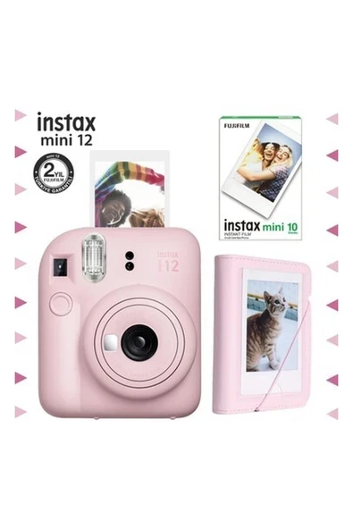 Instax Mini 12 Pembe Fotoğraf Makinesi-10'lu Film ve Mini Albüm Seti ürün görseli 1
