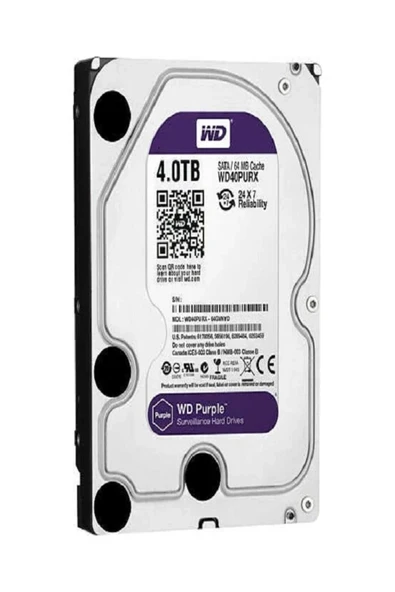 Wd Purple 4 Tb 3.5\" 5400 Rpm Sata 3 Wd40purx Güvenlik Harddisk Hdd 7/24 ürün görseli 1