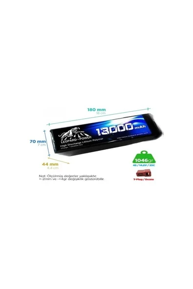 Leopard Power 13000 Mah 14. 8V 4s 25C Uav & Multirotor Lityum Polimer Lipo Batarya Pil ürün görseli 1