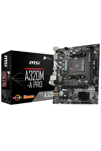MSI A320M-A PRO AM4 DDR4 3200(OC) DVI HDMI USB3.2 mATX  Anakart ürün görseli 1