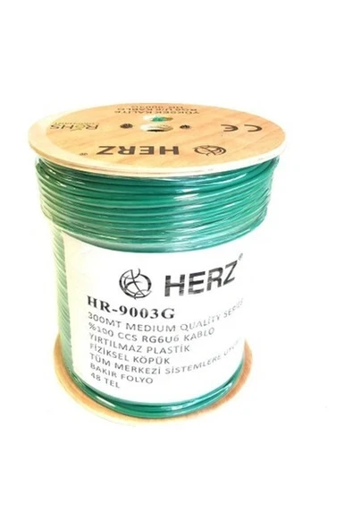 Herz Rg6U6 Uydu Anten Kablosu 300Metre Yeşil ürün görseli 1