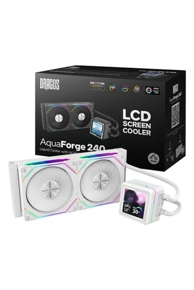 Dragos Aquaforge 240 Intel-Amd 240MM LCD Ekranlı Argb Beyaz Sıvı Soğutucu ürün görseli 1