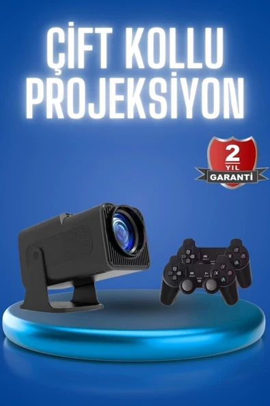 Android Projeksiyon Siyah Taşınabilir Sinema Projektörü 4K 1080P Ev Sineması Bluetooth ürün görseli 1