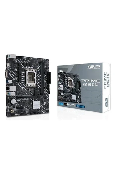 Asus Prıme H610M-K D4 Intel H610 LGA1700 Ddr4 3200 Dp HDMI M2 Usb3.2 Matx Asus 5x Protectıon Iıı ürün görseli 1