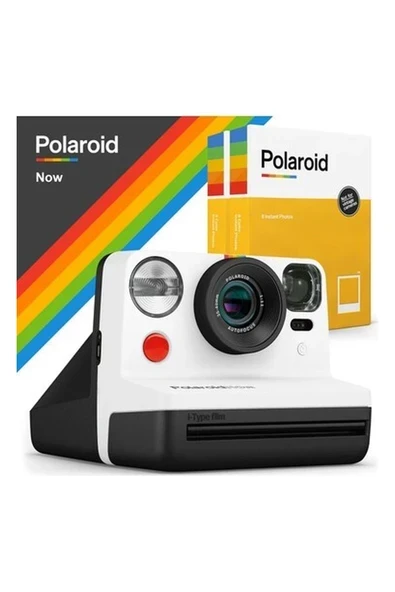 Polaroid Now Siyah Beyaz Instant Fotoğraf Makinesi ve 16'lı Film Hediye Seti ürün görseli 1