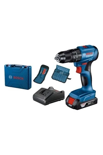 Bosch Professional GSB 185-LI Tek Akülü 2.0 Ah Kömürsüz Motor Darbeli Vidalama + 23 Parça Aksesuar Seti - 06019K3102 ürün görseli 1