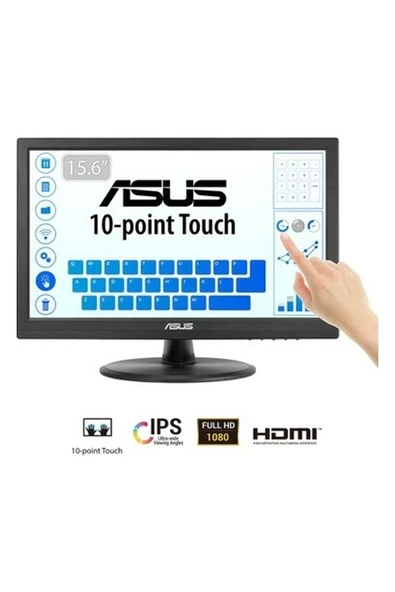 Asus Kurumsal VT169HE 15.6 IPS 1920X1080 5ms 60Hz 220CD HDMI VGA Vesa 3yıl 10 Parmak Dokunmatık, Eyecare Monitör ürün görseli 1