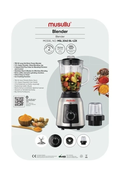 Yüksek Performanslı 750W İnox Blender, Dayanıklı ve Şık Tasarım ürün görseli 1
