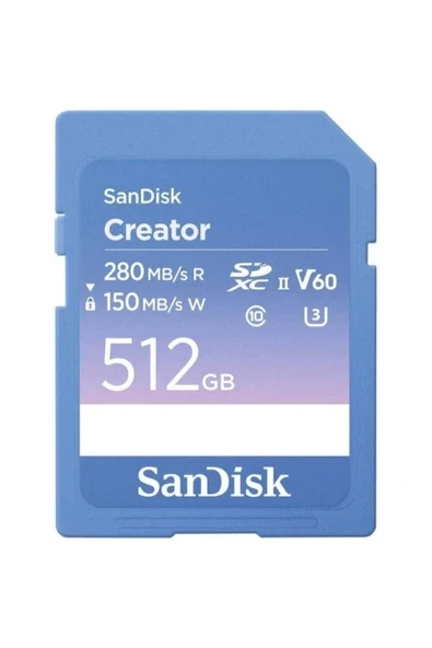 Creator 512GB SDSDXEP-512G-GNCIS 280MB/s UHS-II SDXC 6K-4K UHD V60 Hafıza Kartı ürün görseli 1
