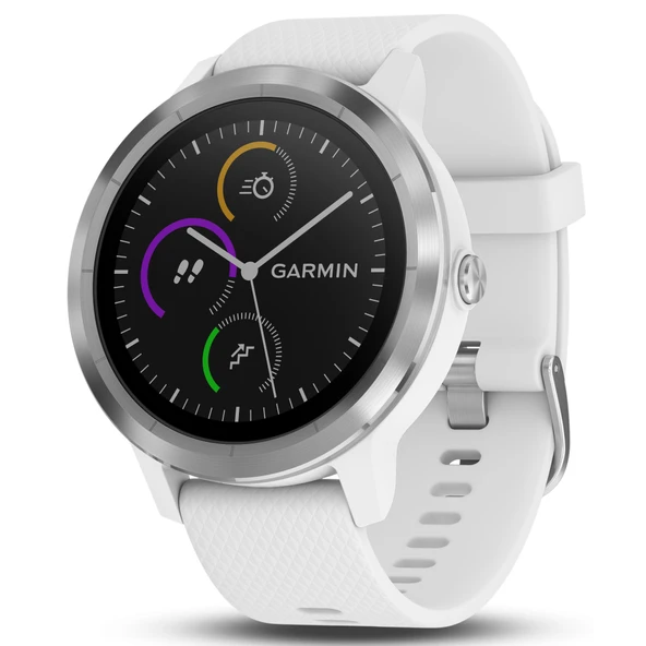 Garmin 010-01769-21 Fitaktif 3, GPS Akıllıwatch with Contactless Payments and Built-in Sports Apps, White/Silver ürün görseli 1