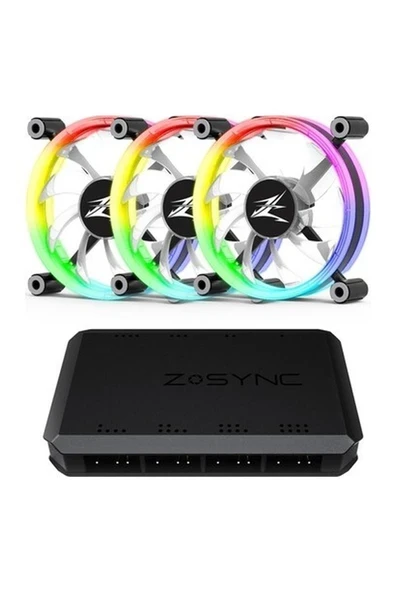 Zalman ZM-LF120A3 Premium Çift Taraflı Halka Adreslenebilir 3 x 120 mm LED Fan ürün görseli 1