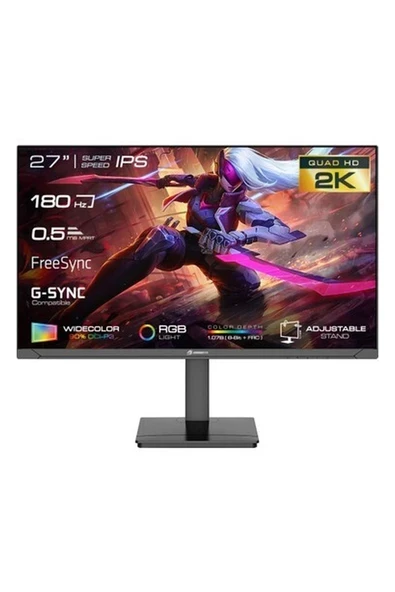 GameBooster GB-2719FQHD 27" 180Hz 0.5ms SS IPS QHD 1.07B Color Depth HDMI*2+DP*2 Flat Gaming Monitör ürün görseli 1