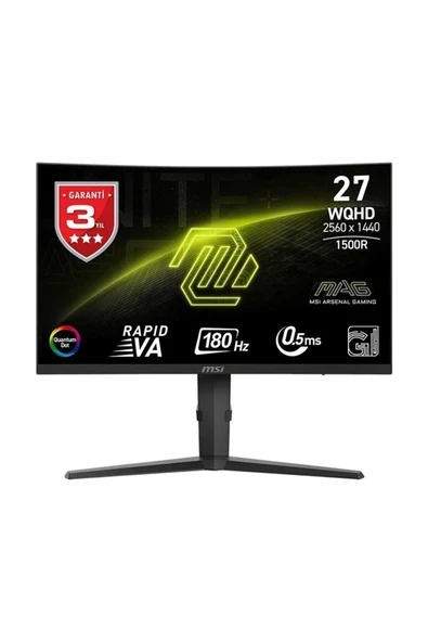 MSI 27" MAG 275CQRF QD E2 2560x1440 (WQHD) 16:9 CURVE 1500R RAPID VA 180HZ 0.5MS GTG FREESYNC SIYAH GAMING MONITOR ürün görseli 1