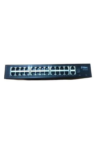 Ttec 26300PG, 24 Portlu, 10/100/ Fast Ethernet , 2 Gigabit Uplink, 24 Port Poe + 300W ürün görseli 1