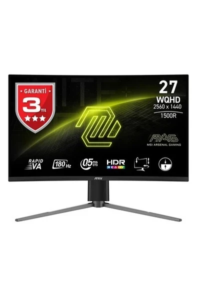 MSI 27" MAG 27CQ6PF 2560x1440 (WQHD) 16:9 CURVE 1500R RAPID VA 180HZ 0.5MS FREESYNC GAMING MONITOR ürün görseli 1