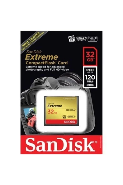 Sandisk Extreme CompactFlash Card 32GB 120MB/s 800x ürün görseli 1
