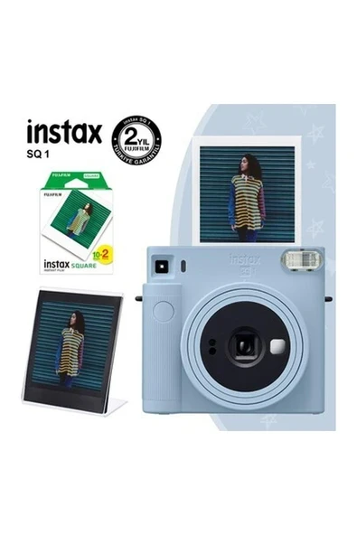 Fujifilm Instax Sq1 Buz Mavi Fotoğraf Makinesi 20LI Kare Film ve Pleksi Çerçeve ürün görseli 1