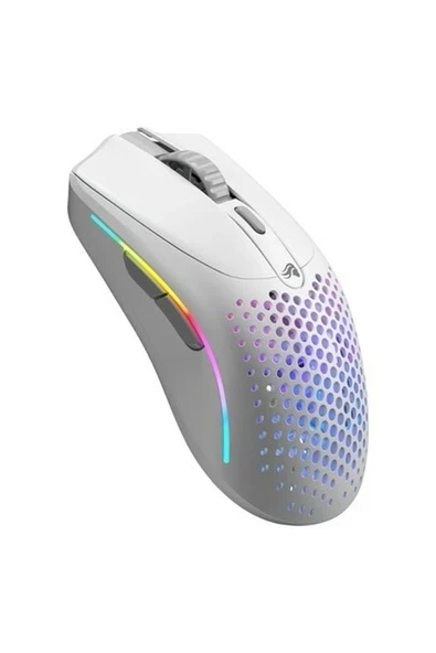 Model O 2 Mini Kablosuz Beyaz Oyuncu Faresi: 57 Gram, 210 Saate Kadar Pil Ömrü, Çifte Kablosuz 2.4 Ghz ve Bluetooth 5.2, 26K Optik Sensör, 80 Milyon Tıklama, 6 Programlanabilir Düğme, ürün görseli 1