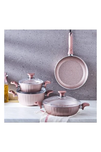 Karaca Dream Bio Granit 7 Parça Tencere Seti Rose ürün görseli 1